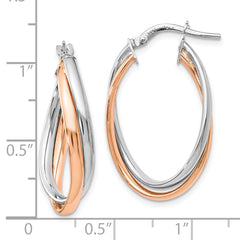 14K Rose and White Gold Polished Fancy Hoop Earrings