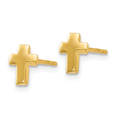14K Polished Cross Post Earrings