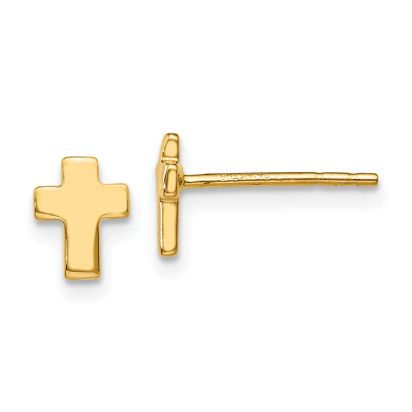 14K Polished Cross Post Earrings