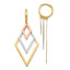 14K Tri-Color Dangle Hoop Earrings