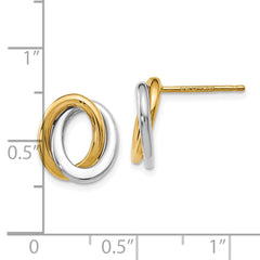 14K Two-tone Polished Love Knot Earrings
