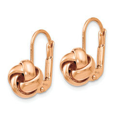 14K & Rose Gold Plated Polished Love Knot Leverback Earrings
