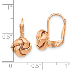 14K & Rose Gold Plated Polished Love Knot Leverback Earrings