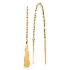 14K Polished Tear Drop Threader Earrings