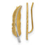 14K w/Rhodium Polished Feather Ear Climber Earrings