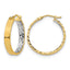 White Hoop Earrings in 14K Yellow Gold, 3.8x25mm Diamond-Cut - Sophia Jewelers