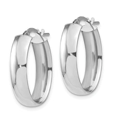 14k with White Rhodium Plating 6mm Polished Oval Hoop Earrings