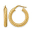 14K Polished Textured Hoop Earrings