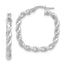 14K w/ White Rhodium Polished Square Twisted Hoop Earrings