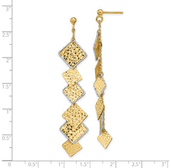 14K Two-tone Polished and Brushed D/C Post Dangle Earrings