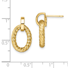 14K Polished and Textured Post Dangle Earrings