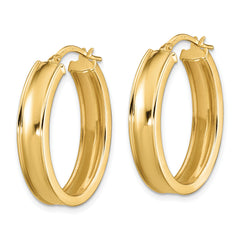 14K Polished Oval Hoop Earrings
