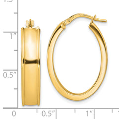 14K Polished Oval Hoop Earrings