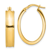 14K Polished Oval Hoop Earrings