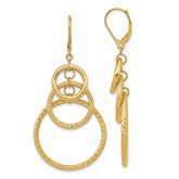 14K Polished and Textured Leverback Earrings