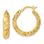 14K Yellow Gold Polished Textured Hoop Earrings - Sophia Jewelers