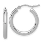 14k White Gold Polished 2.5mm Lightweight Tube Hoop Earrings