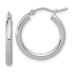 14k White Gold Polished 2.5mm Lightweight Tube Hoop Earrings