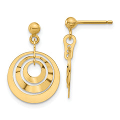 14K Polished Circles Post Dangle Earrings