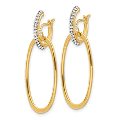 14K Polished Crystal Oval Hoop Earrings