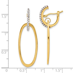 14K Polished Crystal Oval Hoop Earrings