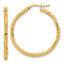 14K Polished and Textured Hoop Earrings