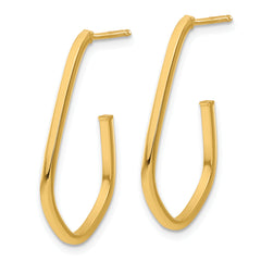 14K Polished Geometric Shaped J-Hoop Post Earrings