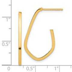 14K Polished Geometric Shaped J-Hoop Post Earrings