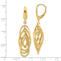 14K Polished and Textured Ovals Dangle Earrings