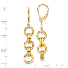 14K Polished Circle Links Dangle Earrings