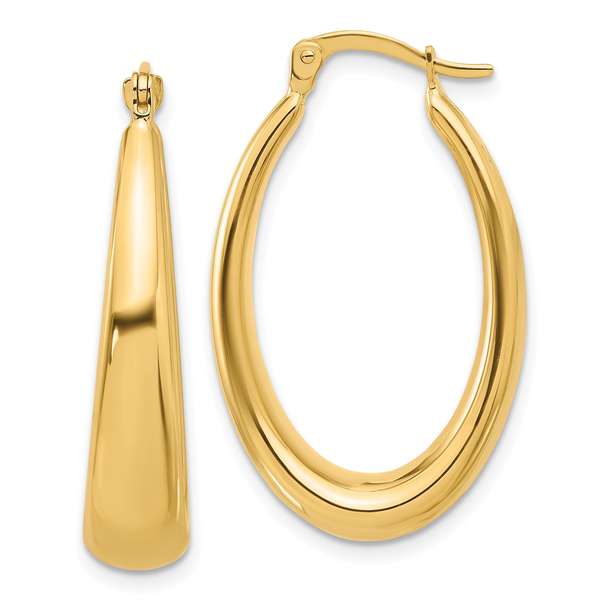 14K Polished Oval Hoop Earrings