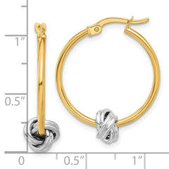 14K Two-tone Polished Knot Hoop Earrings