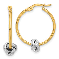 14K Two-tone Polished Knot Hoop Earrings