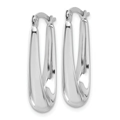 14K White Gold Polished Hoop Earrings