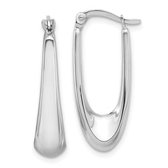 14K White Gold Polished Hoop Earrings