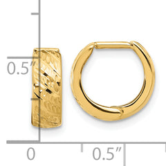 14K Polished and Diamond-cut Huggie Hoop Earrings