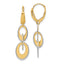 Ovals Dangle Leverback Earrings in 14K Two-Tone Gold, Diamond-Cut - Sophia Jewelers