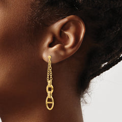 14K Polished and Textured Dangle Post Earrings