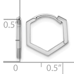 14K White Gold Polished Geometric Hoop Earrings