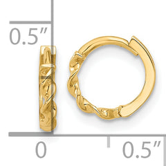 14K Polished Twisted Huggie Hoop Earrings