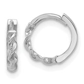 14K White Gold Polished Twisted Huggie Hoop Earrings