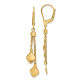 14K Polished and Brushed Dangle Leverback Earrings