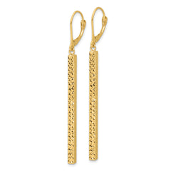 14K Polished and Diamond-cut Bar Dangle Leverback Earrings