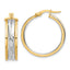 14K with Rhodium Polished and Diamond-cut Hoop Earrings