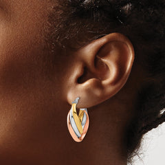 14K w/ White Rhod & Rose Gold-plating Polished Twist Hoop Earrings