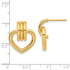 14K Polished Heart Post Earrings