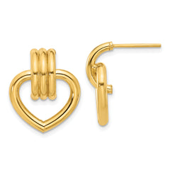 14K Polished Heart Post Earrings