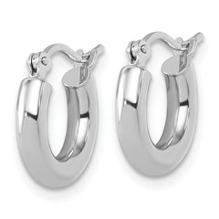 14k White Gold Polished 3mm Polished Hoop Earrings