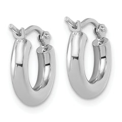 14k White Gold Polished 3mm Polished Hoop Earrings