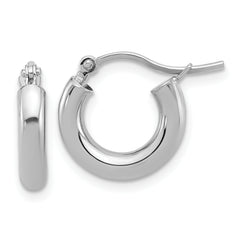 14k White Gold Polished 3mm Polished Hoop Earrings